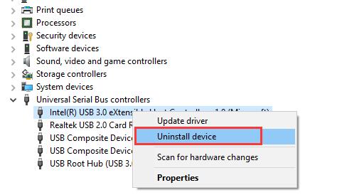 uninstall usb device