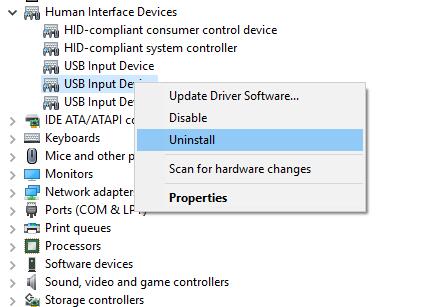 uninstall usb drivers