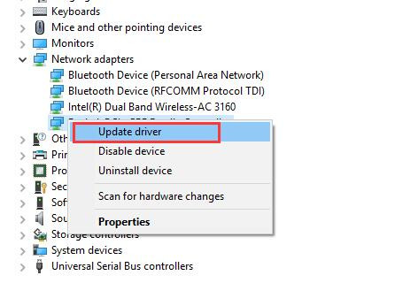 update intel network driver