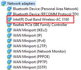 intel dual band wireless ac 3160 driver problem