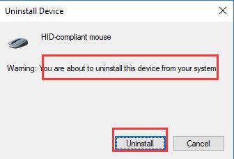 confirm uninstall hid compliant mouse
