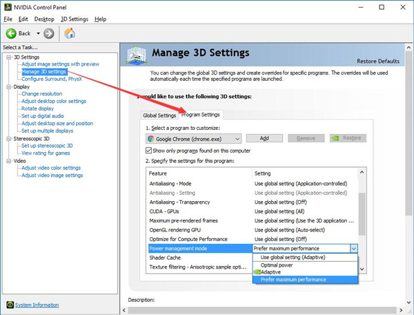 nvidia power management mode hitching