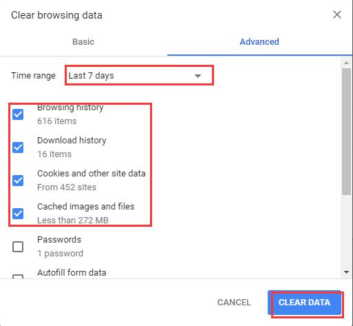 clear data