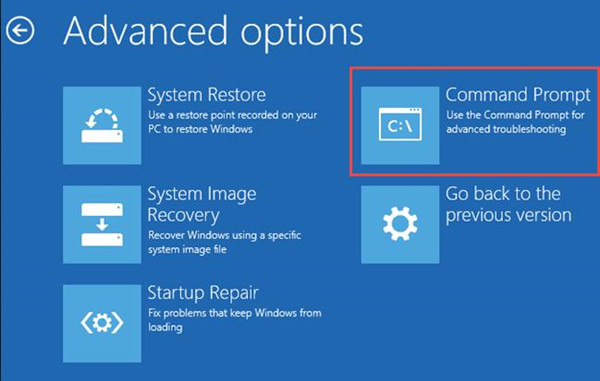 command prompt in advanced options