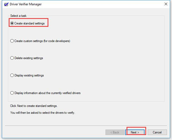 create standard settings