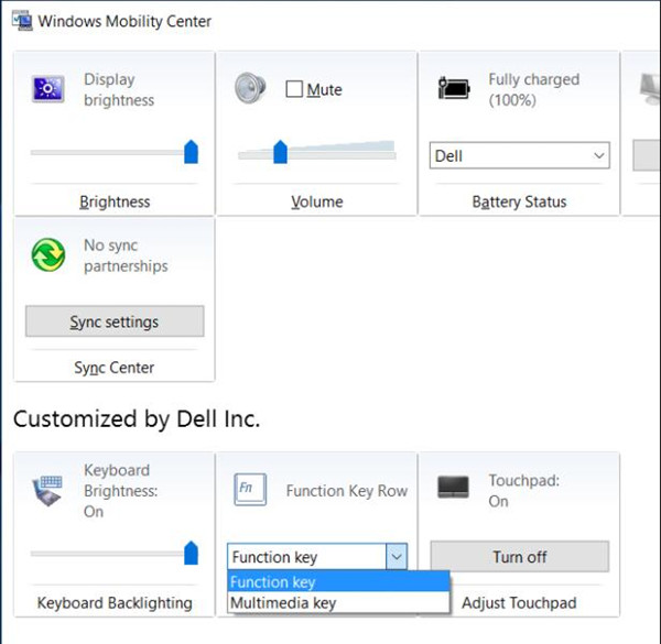 functioin key in function key row