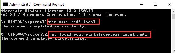 input command in command prompt