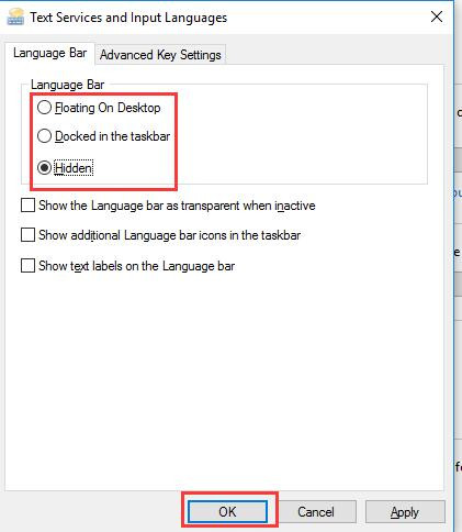 language bar