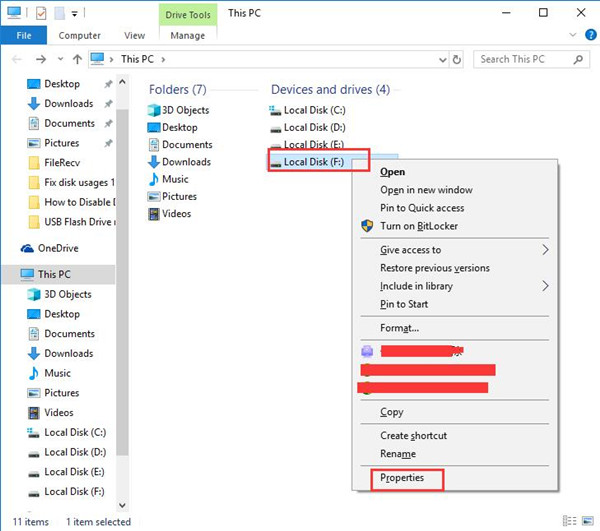 local disk properties