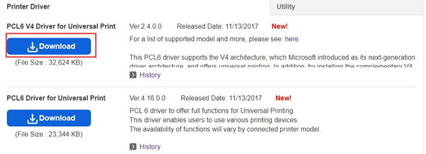 select pcl6 v4 driver and download