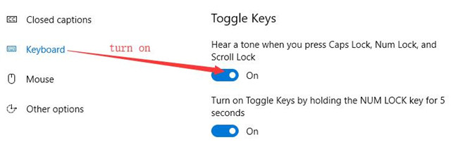 urn on toggle keys