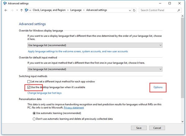 use the desktop language when it is available
