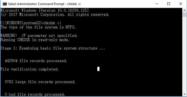 windows disk check in command prompt