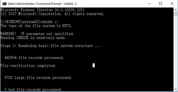 windows use command prompt to check for corrupted files