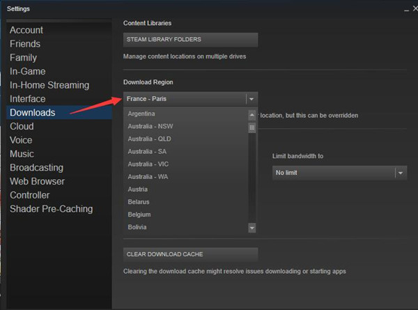 change steam download location