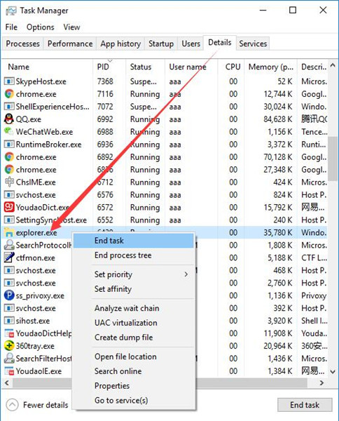 end explorer task in task manager