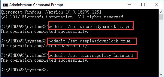 bcdeditset disable dynamictick