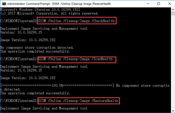 input dism commands in command prompt