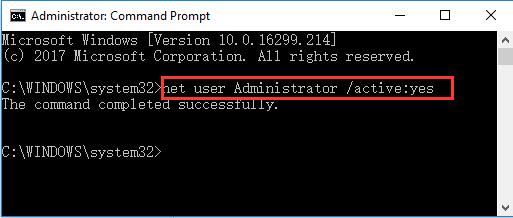 net user administrator active yes