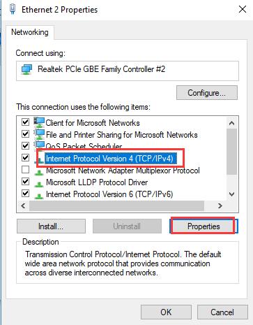 intenet protocol version properties