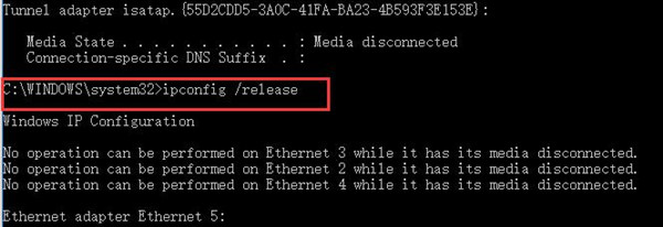ipconfig release