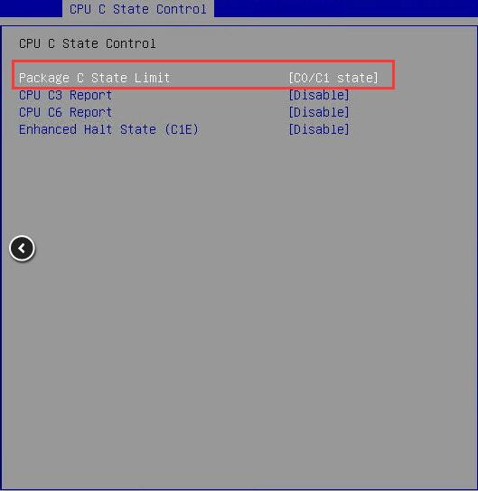 package c state limit in bios