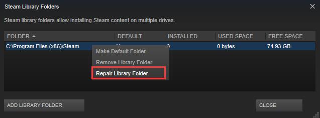 repair library folder