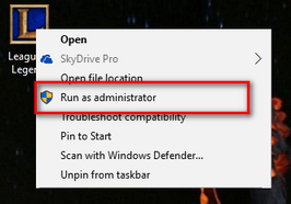 run league of legends in administrator