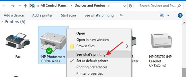 change printer status from offline to online