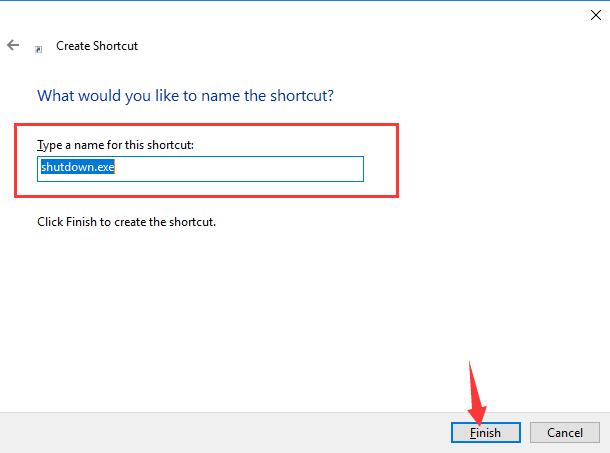 type the name of the shortcut