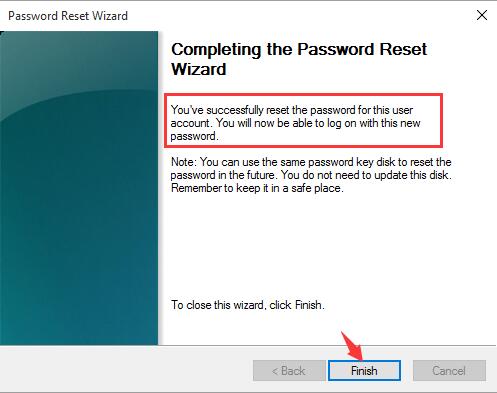 you will have successfully reset the password for the user account