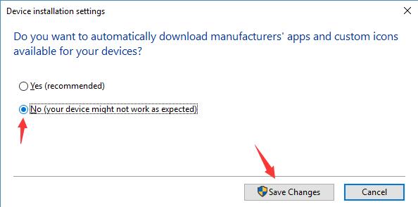 choose no for automatically download apps for devices