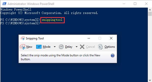 enter snippng tool in powershell