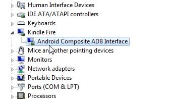 kindle fire in device manager