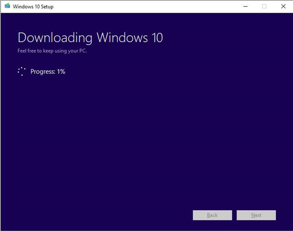 start downloading windows 10 iso