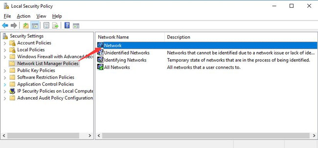 network list manager policies in local security policy
