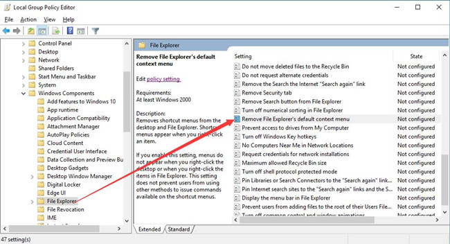 remove file explorer default context menu