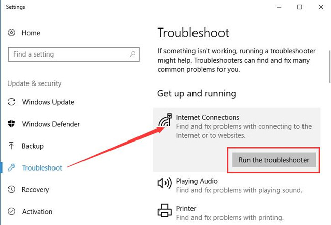 internet connection troubleshooter