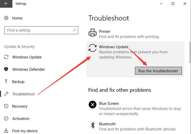 run windows update troubleshooter