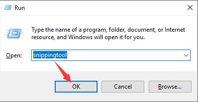 type in snipping tool in the run box