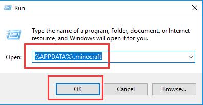 appdata minecraft in the run box