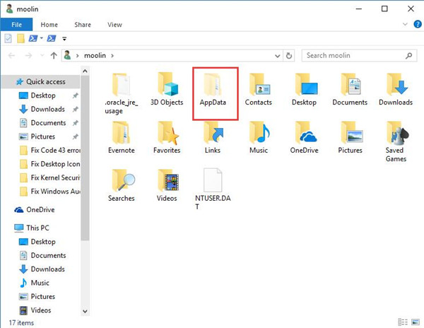 appdata windows 10 delete