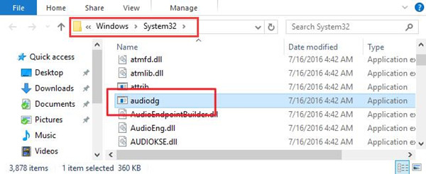 audiodg in windows system32 folder