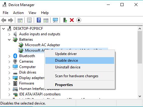 microsoft acpi compliant control method battery driver