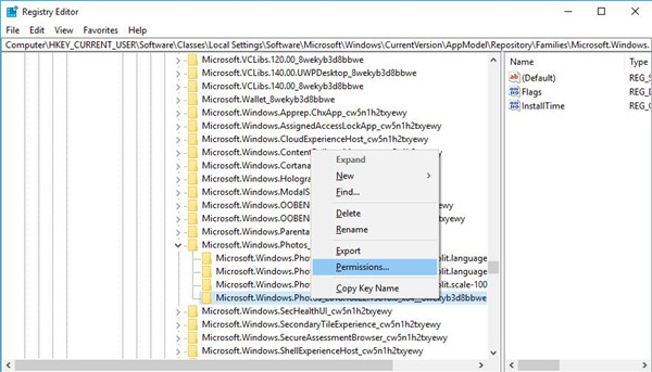 entry permissions in microsoft windows photos