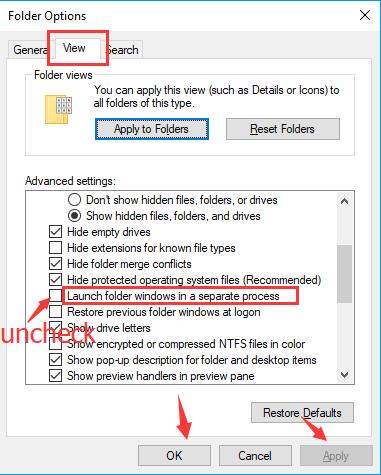 launch folder window in a separate process