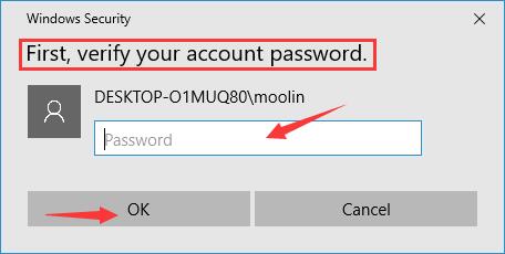 verify your account password