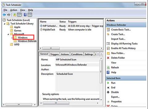 windows under microsoft in task scheduler