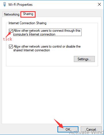 allow other network users to connect through this computer internet connection