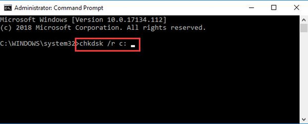check disk c in command prompt
